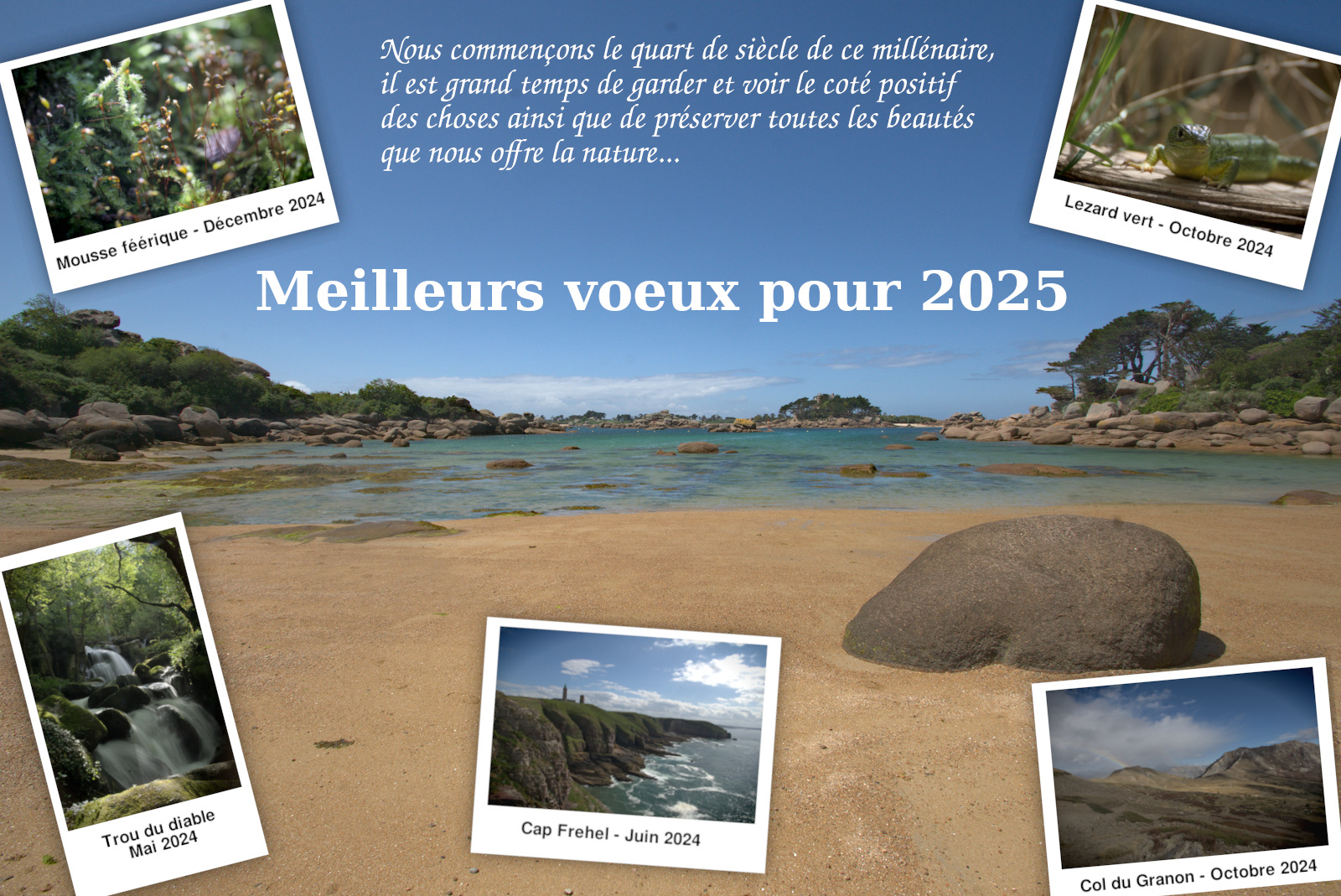 Voeux nouvelle année avec des photos des différents endroits que l'on a visité